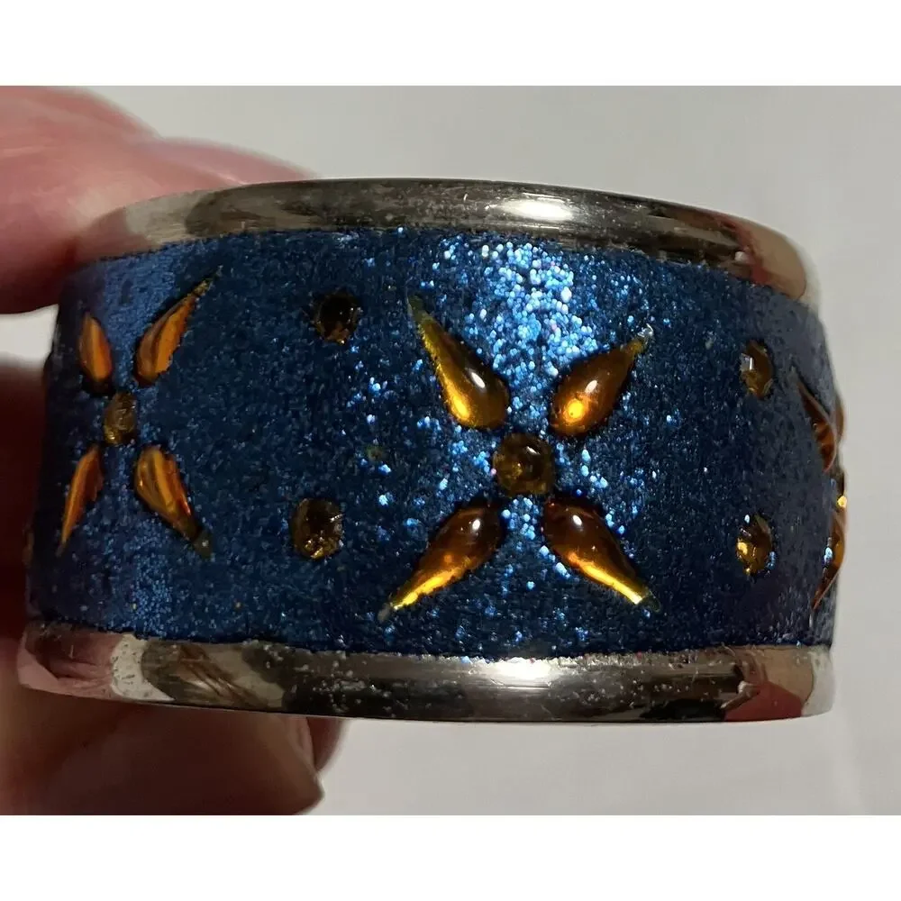 Pier 1 Imports Nickel-Plated Glittered Napkin Rings Multicolored Set of 4